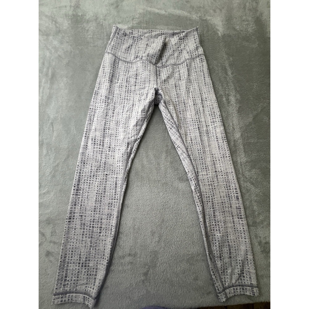 Lululemon Womens Leggings Size 10 Gray Abstract Print High Rise Yoga Athletic